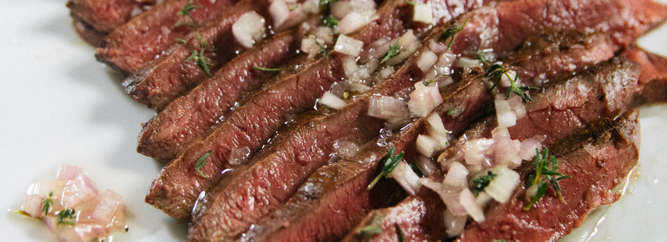 Heart steak sliced with vinaigrette