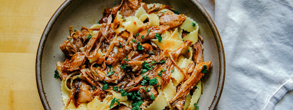 Braised Pork Shank Ragu on pasta